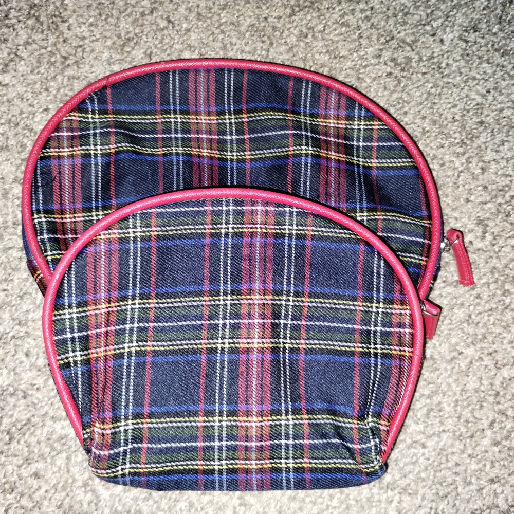Hot Topic Plaid Cosmetic Bags - Red and Blue